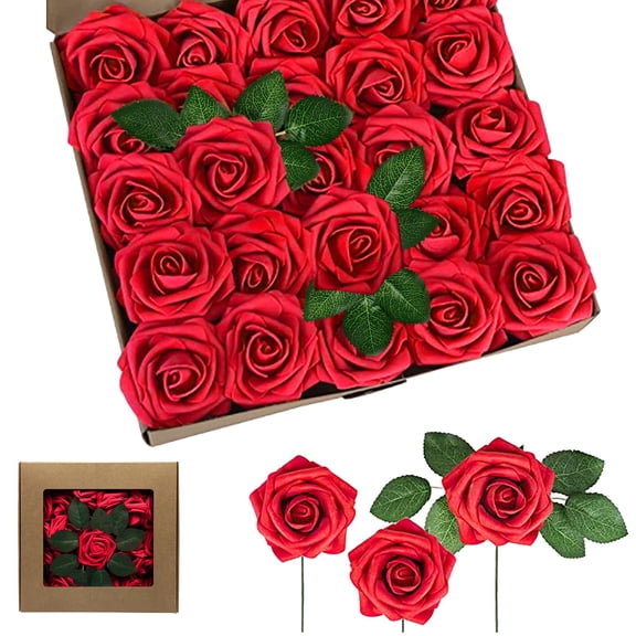 Artificial Flowers Roses Real Looking Burgundy Roses for DIY Wedding Bouquets Centerpieces Arrangements Party Baby Shower Home Decorations