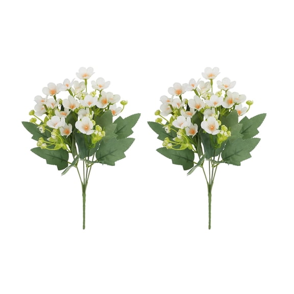 Artificial Flowers Set 2pcs –Faux Blossoms Stems Home Decor Ornaments Wedding Decorations Props, Long-Lasting Reusable No-Maintenance