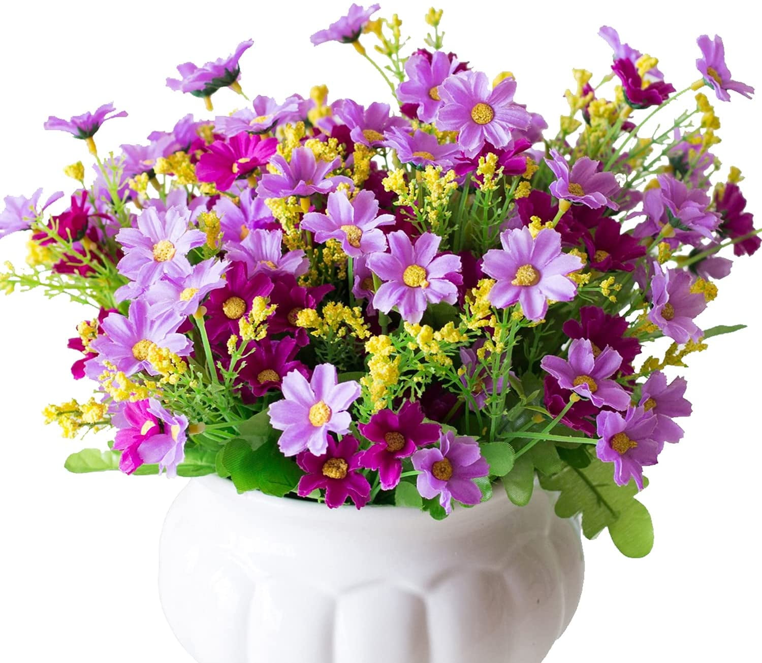 Nankers Daisies Flowers Artificial Wildflowers 6 Bundles Fake Silk Daisy Greener