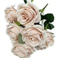thumbnail image 1 of Artificial Flowers Silk Fake Flowers, Lifelike Fake Rose, 9 Head Silk Rose Flower Bouquet, Realistic Roses Bouquet Long Stem for Wedding Home Party Birthday Decoration, 1 Bouquet, 17.72 Inches, 1 of 9