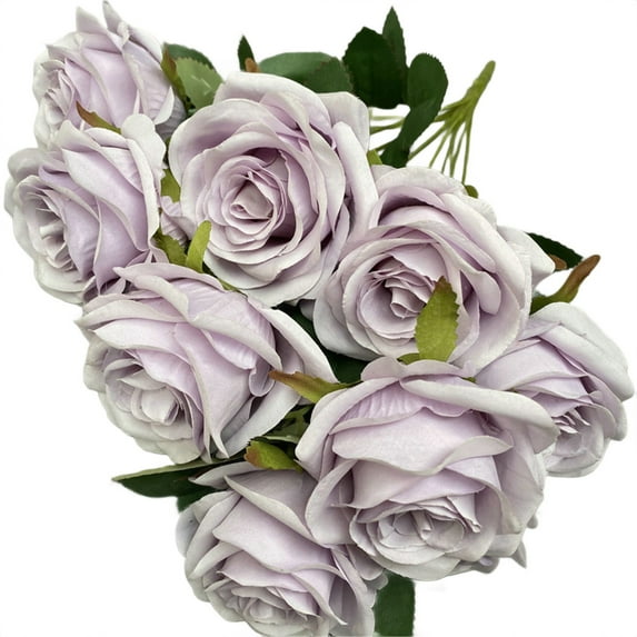 Artificial Flowers Silk Fake Flowers, Lifelike Fake Rose, 9 Head Silk Rose Flower Bouquet, Realistic Roses Bouquet Long Stem for Wedding Home Party Birthday Decoration, 1 Bouquet, 17.72 Inches