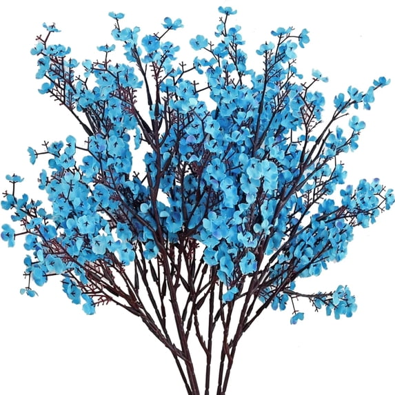 Artificial Flowers Silk Floral Bundles UV Resistant Faux Plants Outdoor Decor 6 Pack for Garden Porch and Window Box Blue