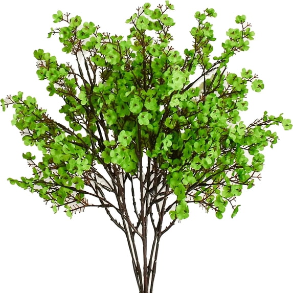 Artificial Flowers Silk Floral Bundles UV Resistant Faux Plants Outdoor Decor 6 Pack for Garden Porch and Window Box Green