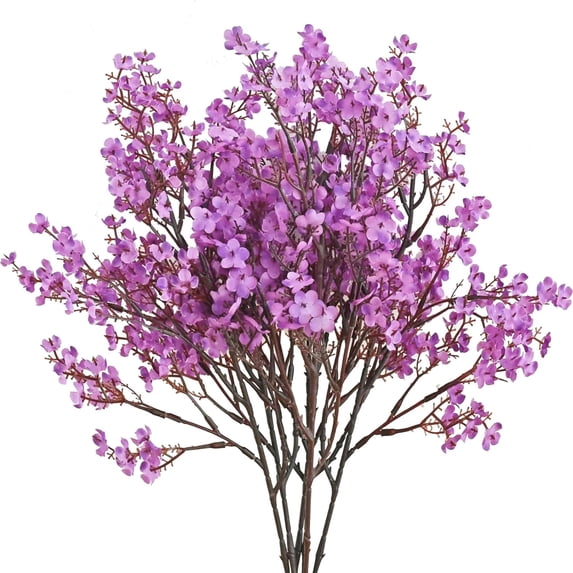 Artificial Flowers Silk Floral Bundles UV Resistant Faux Plants Outdoor Decor 6 Pack for Garden Porch and Window Box Purple