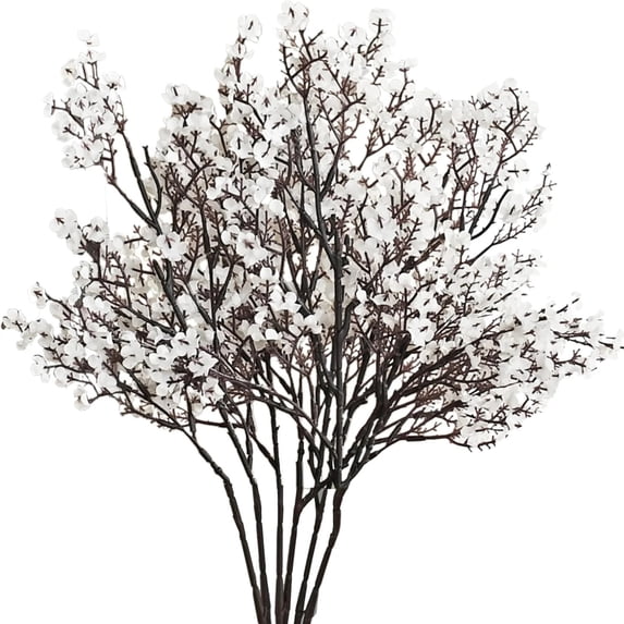 Artificial Flowers Silk Floral Bundles UV Resistant Faux Plants Outdoor Decor 6 Pack for Garden Porch and Window Box White