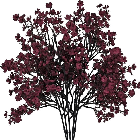 Artificial Flowers Silk Floral Bundles UV Resistant Faux Plants Outdoor Decor 6 Pack for Garden Porch and Window Box Wine Red