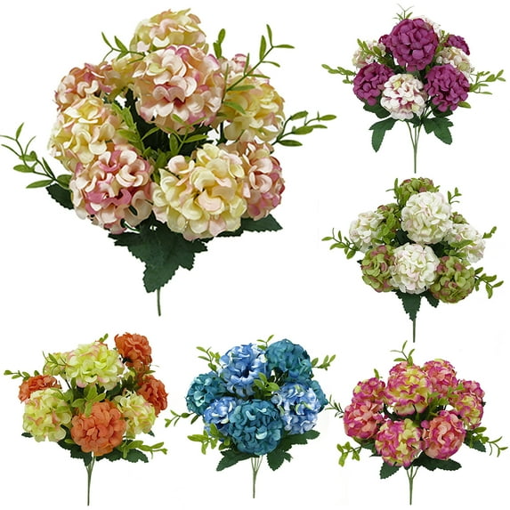 Artificial Flowers Silk Hydrangea Flower Bouquet - Fadeless DIY Fake Flower - for Wedding Festival Indoor Outdoor Office Room Home Wall Decoration