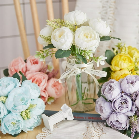 Artificial Flowers Silk Peony Flower Fake Flower Small Pieces Wedding Bouquet Design for Home Store Decoration Indoor&Outdoor