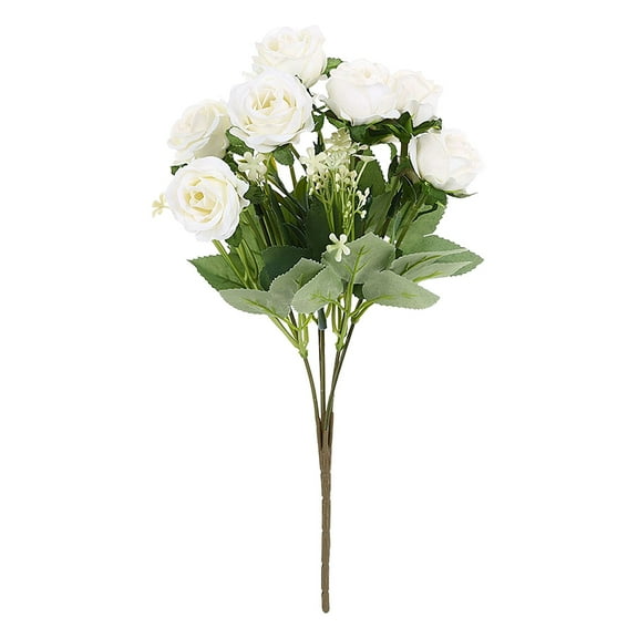 Artificial Flowers Silk Rose Hydrangea Bouquet Home Hotel Restaurant Decoration Simulation Flower Wedding Pink Roses,5-Heads Austin Rose Artificial Flower, White