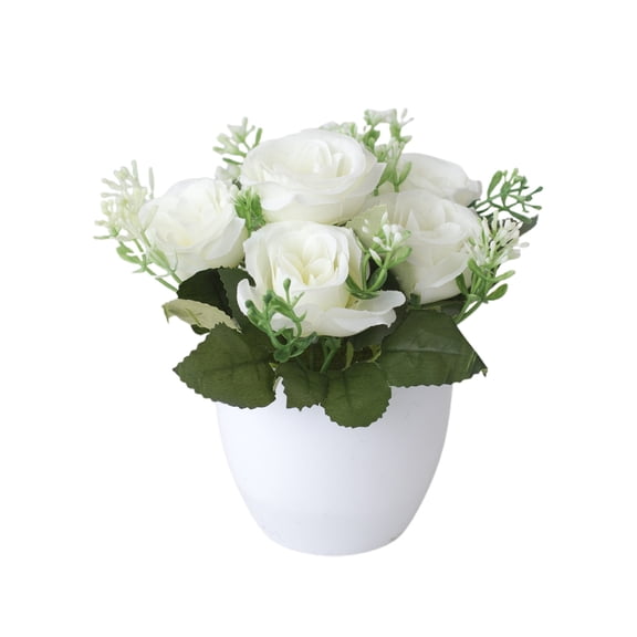 Artificial Flowers Silk Roses Bride Bouquet for Christmas Home Wedding New Year Decoration Potted Flower for Home Bedroom Office