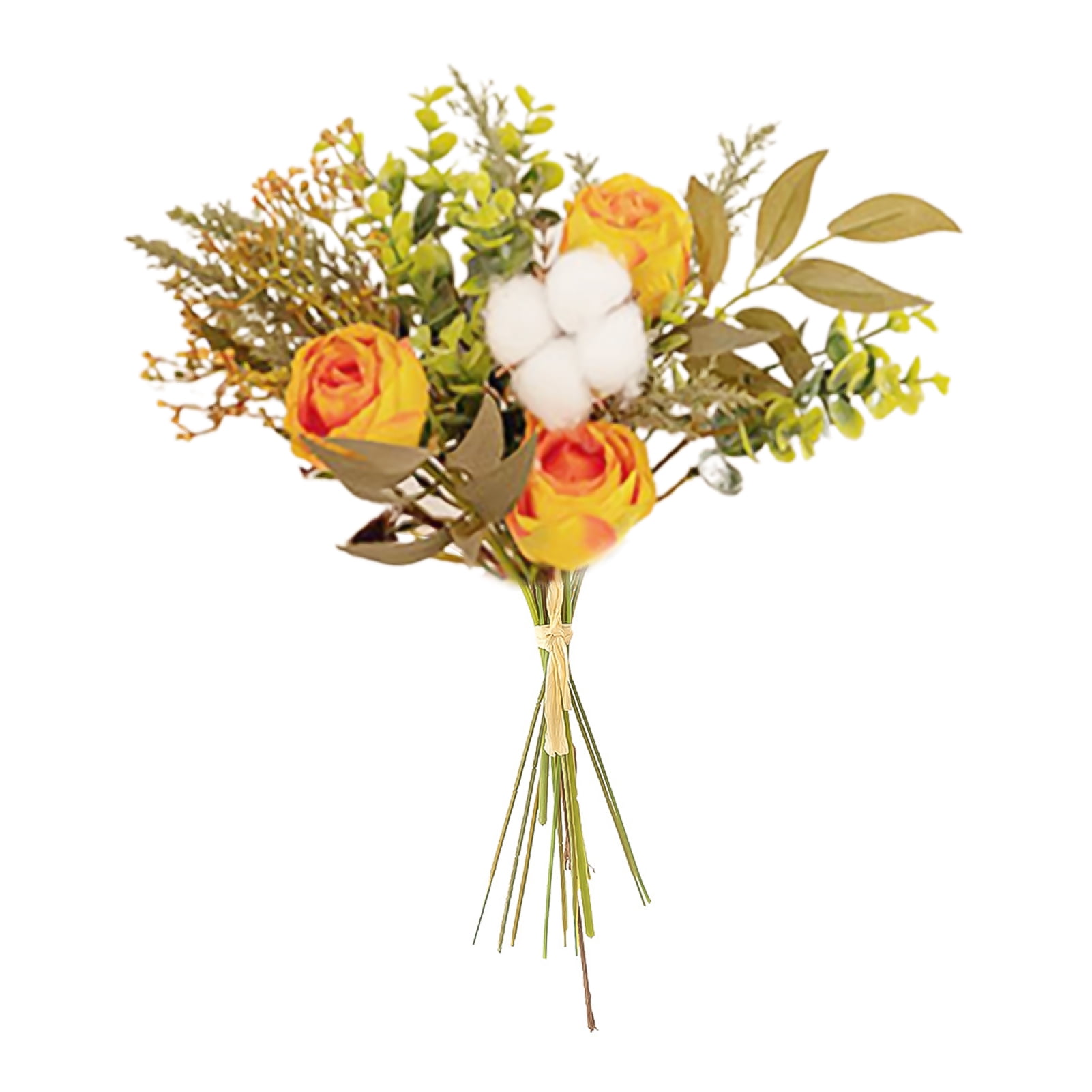 Artificial Flowers Silk Roses Eucalyptus Leaves Wedding Bouquet