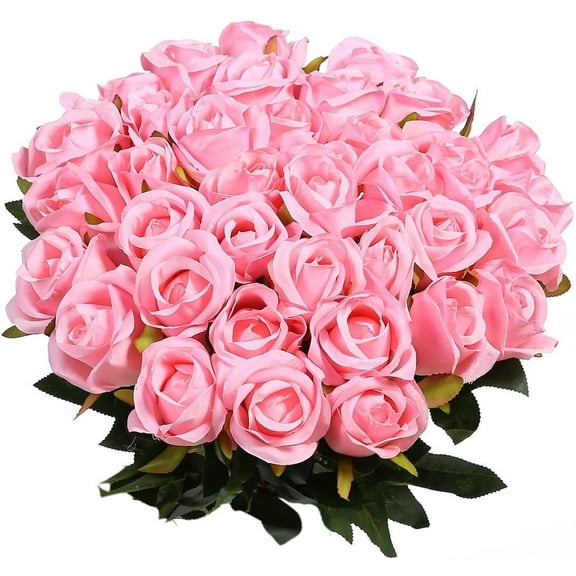 Artificial Flowers Silk Roses Real Touch Bridal Wedding Bouquet for Home Garden Party Floral Decor 10 Pcs (Blooming Rose - Gradient Burgundy Red) A