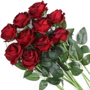 Halloween Black Artificial Flowers Silk Black Roses Real Touch Bridal Wedding Bouquet for Home Garden Party Floral Decor 10 Pcs Black