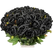 Artificial Flowers Silk Roses Real Touch Bridal Wedding Bouquet for Home Garden Party Floral Decor 10 Pcs (Blooming Rose - Gradient Burgundy Red)