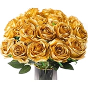 Artificial Flowers Silk Roses Real Touch Bridal Wedding Bouquet for Home Garden Party Floral Decor 10 Pcs Blooming Rose - Gradient Burgundy Red