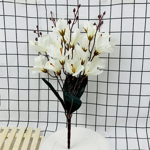 Artificial Flowers Simulated Magnolia Single Small Handlebar Flower Autumn Color Talan Orchid Project Decoration Flower Arrangement Household Flower Art Artificial Flower,White Home Decoration Artific