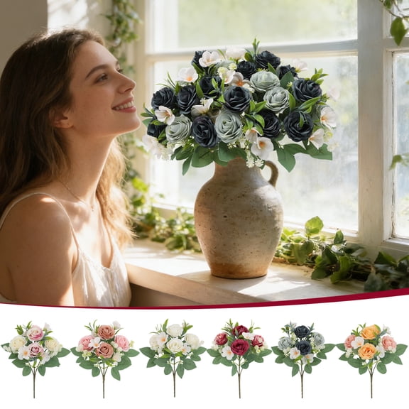 Artificial Flowers Single Stem 11 Inch Fake Silk Bloom for Home Decoration Wedding Handheld Vase Centerpiece by PALIFEUR