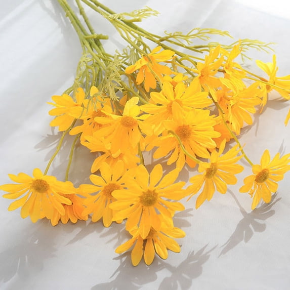 Artificial Flowers Small Cosmos Bouquet 5PC Yellow for Home Wedding Decor