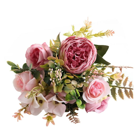 Artificial Flowers Small Peony Silk Bouquet Fake Roses for Home Party Decor