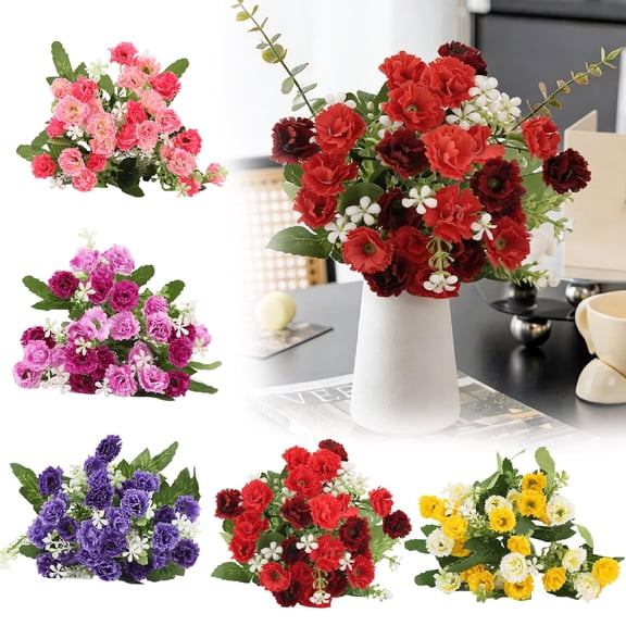 Artificial Flowers Soap Carnation Bouquet Everlasting Dried Look Fake Silk Flowers for Home Decoration Wedding Centerpiece Vase Gift by PALIFEUR