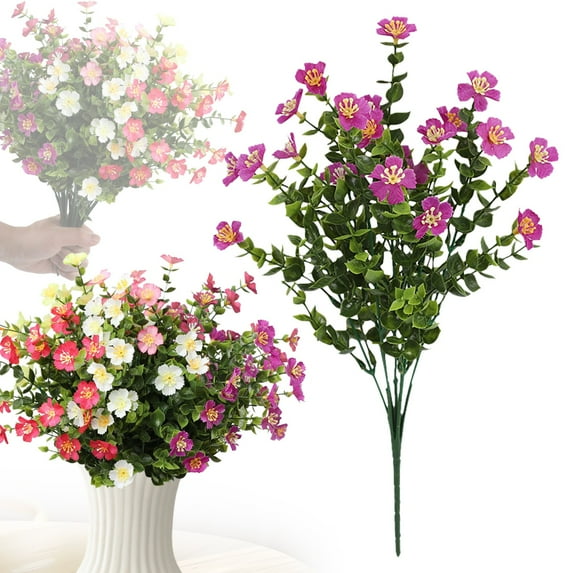 Artificial Flowers with Stems Verdsylv Artificial Flowers Outdoor Bundles - No Fade Faux Plastic Greenery Plants for Garden Porch Patio Decor, Realistic Looking Autumn Home Decoration, E