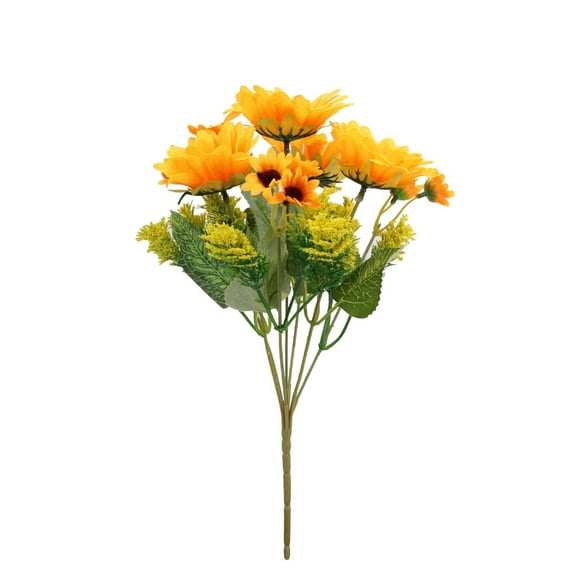 Artificial Flowers Sunflower Bundles Multi Head Sunflower 2Pcs Fake Floral Happy Blooms For Kitchen Table Sunshine Indoors Realistic Artificial Flowers