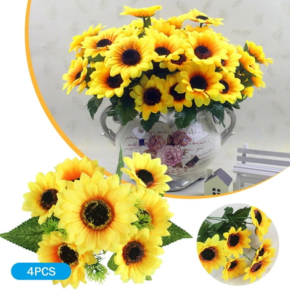 Artificial Flowers,Sunflower Simulation Flower Wedding Scene Layout Sunflower Home Physical Store Window Decoration Simulation Sunflower