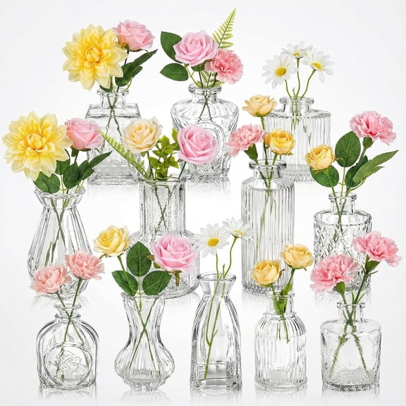 Artificial Flowers Table Centerpiece with Vases Spring Colorful Wildflower Silk Flower Arrangement for Wedding Table Centerpieces Party