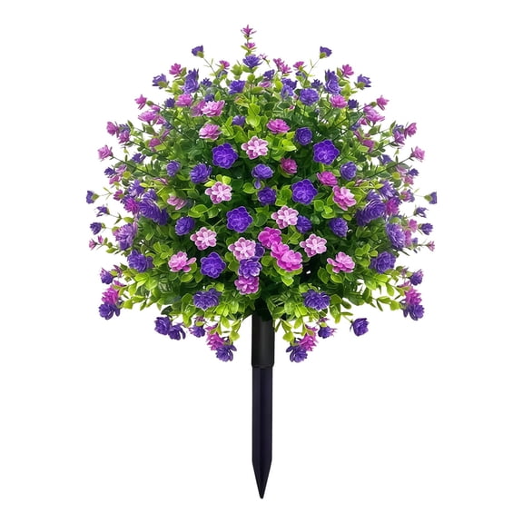 Artificial Flowers Topiary Stake, Faux Flower Ball Artificial Plants for Garden Yard Planter Outdoor Decor, 23 x 15.75 in