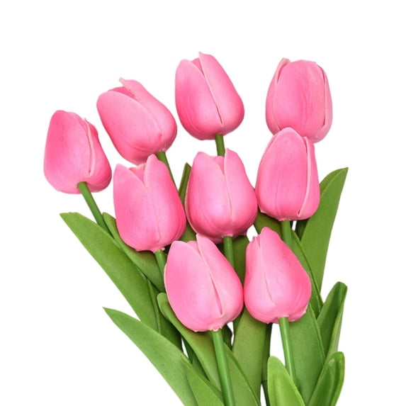 Artificial Flowers Tulip Bouquet Real Touch PU Tulips Bouquet Spring Flowers Home Vase Desktop Decor Wedding Birthday Decoration Mothers Day, Pink