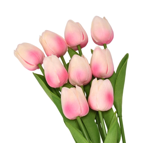 Artificial Flowers Tulip Bouquet Real Touch Fake PU Tulips Bouquet Faux Spring Flowers Plants Home Vase Desktop Decor Wedding Birthday Decoration Mothers Day, Light Pink
