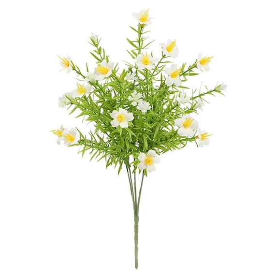 Artificial Flowers UV Resistant Fake Daisy Flowers for Indoor Outdoor Wedding Table Centerpiece Vase Decoration, Fake Wildflowers with Stems Faux Greenery Shrubs Plants, 1Pc(White,13.7x2")