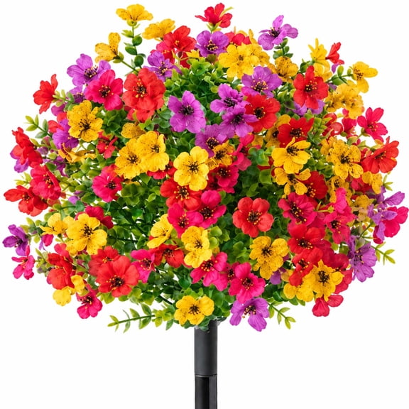 Artificial Flowers & UV Resistant with Ground Spike, Outdoor & Indoor Fake Spike Plants for Lawn, Yard, Garden & Home Decoration
