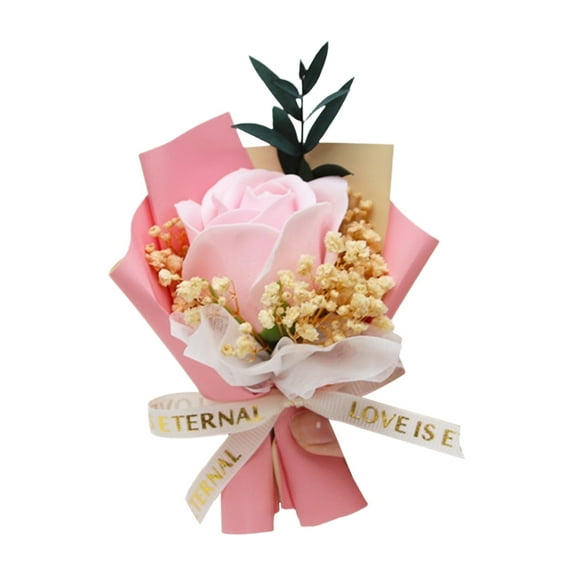 Artificial Flowers,Valentine's Day Soap Flower Bouquet With Dried Baby's Breath Long Lasting (Multiple Colors) For Her/Him Valentine Anniversary & Mother's Day