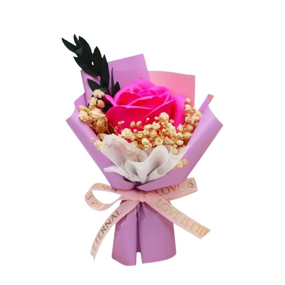 Artificial Flowers,Valentine's Day Soap Flower Bouquet With Dried Baby's Breath Long Lasting (Multiple Colors) For Her/Him Valentine Anniversary & Mother's Day