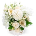 thumbnail image 1 of Artificial Flowers with Vase, Fake Hydrangea Rose Flower Arrangements, Artificial Plants Fake Flowers for Home Decoration, Wedding Table, Window, Living Room, Bedroom, Office - White, 1 of 5