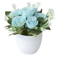 thumbnail image 1 of Artificial Flowers with Vase, Silk Roses in Pot, Fake Flowers Bouquet Decoration in Ceramics Vase Faux Floral Arrangement for Table Centerpieces Spring Decor Home Office Farmhouse Harlik, 1 of 9