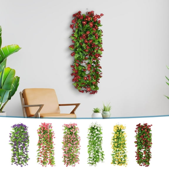 Artificial Flowers Vines Wall Hanging 31 Inch 7 Forks Silk Garland for Wedding Decoration Ceiling Home Balcony Arch Greenery by PALIFEUR