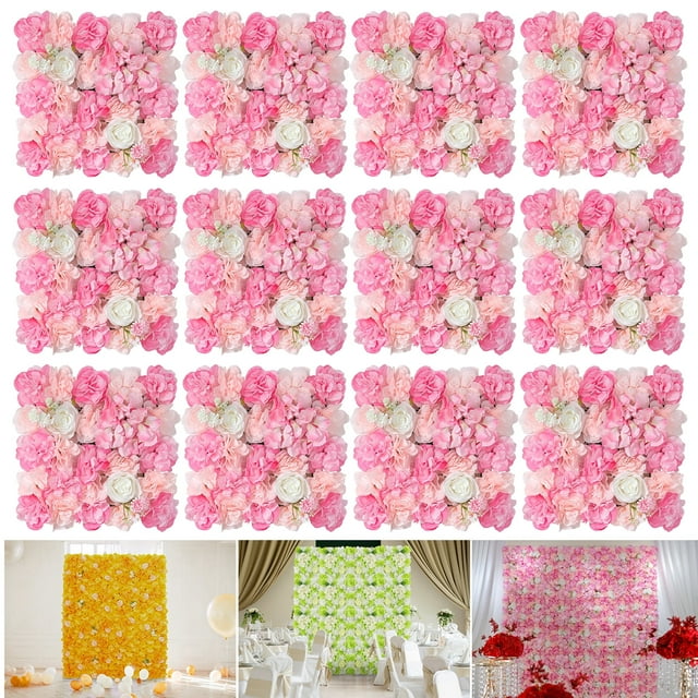 Artificial Flowers Wall Backdrops for Wedding Decor12pcs Pink Floral
