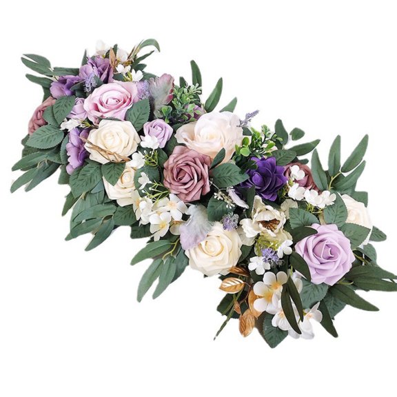 Artificial Flowers Wedding Centerpieces Decorations Fake Flowers Silk Floral Arrangement Dinning Table Runner Centerpiece, Rose Flower for Room Reception Table Decor