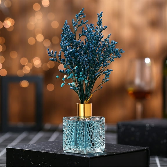 Artificial Flowers Wedding Decor Home Floral Arrangement 80ml Oversize Glass Reed Diffuser Kit, Fragrance Oil Natural Stick Dried Bloom for Farmhouse Office Entryway Continuous Scent Decor