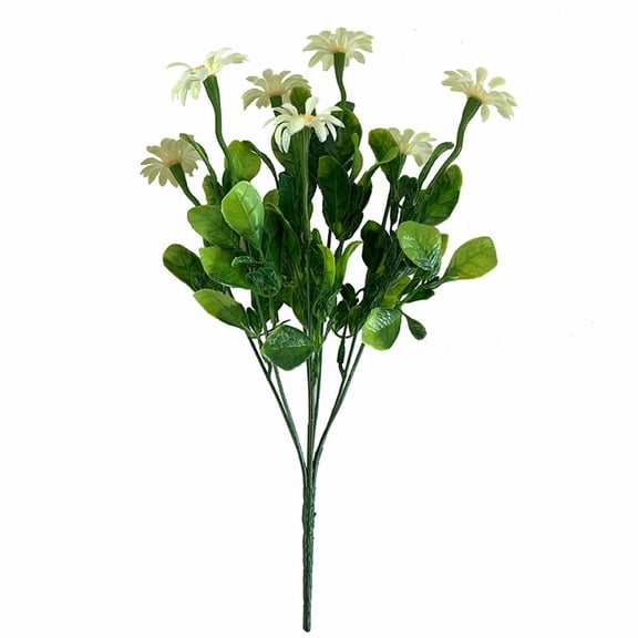 Artificial Flowers Wedding Decor Outdoor & Home Floral 2pc Waterproof Plastic Artificial Daisy Shrub, Dual Use Indoor Outdoor for Garden Window Box Porch Vase Styling