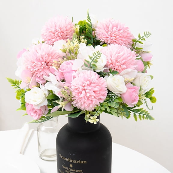 Artificial Flowers Wedding Decor Outdoor & Home Floral Faux White Dandelion Hydrangea Combined Flower Bunch, Soft Layer Petal for Wedding Backdrop Farmhouse Table Decor