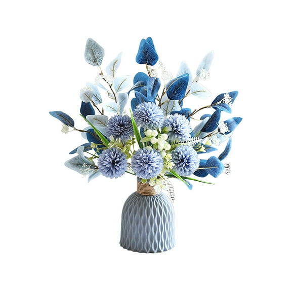 Artificial Flowers With Vase - Premium Faux Hydrangea Bouquet, 19-inch Lifelike Floral Arrangement for Wedding, Home Decor, and Party Centerpiece