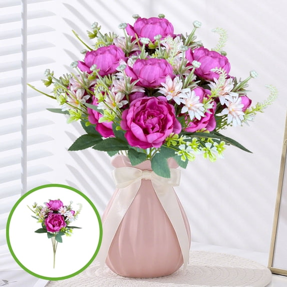 Artificial Flowers, ZzCityTK Realistic Multicolor Bouquet, 12.2 Inch Plastic Fake Flowers Decoration for Home Office