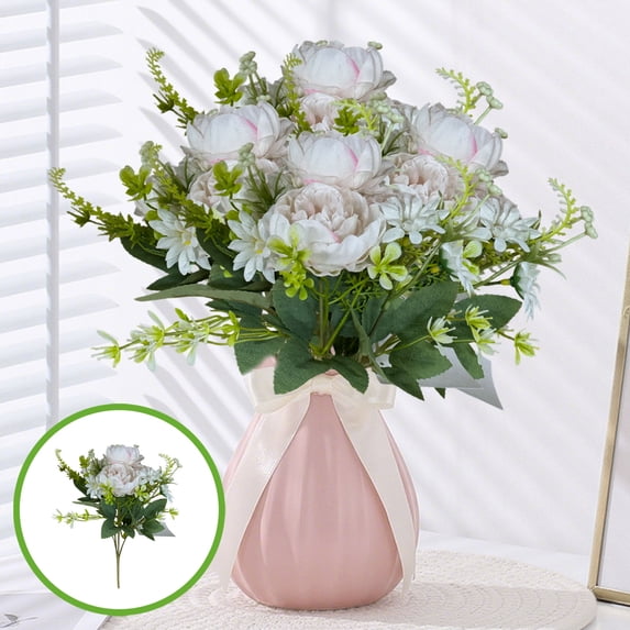 Artificial Flowers, ZzCityTK Realistic Multicolor Bouquet, 12.2 Inch Plastic Fake Flowers Decoration for Home Office