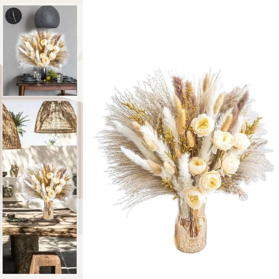 Artificial Flowers and Grass Decor kit,QZS Portable Dried Floral Arrangement,1Pack Durable Rustic Decor for Farmhouse,Wedding,Office