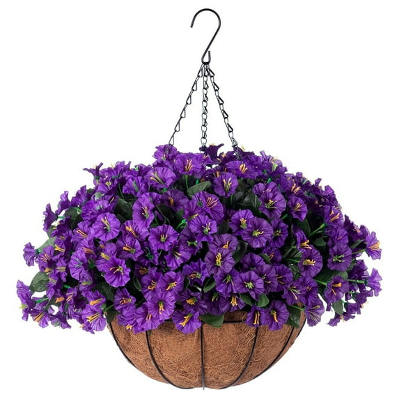 Artificial Flowers for christmas Artificial Hanging Flowers Plants With Basket Spring Outdoor Outside Decoration Faux Silk Colorful In Planter Look Real Home Porch Patio Balcony Yard Decor