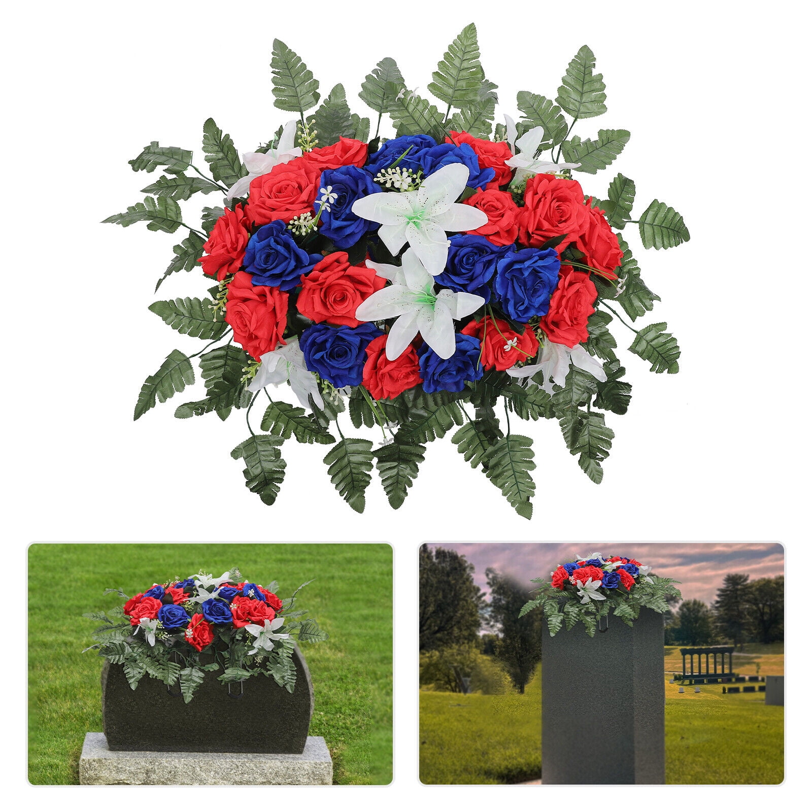 Artificial Flowers for Headstone Outdoor Grave Decorations Cemetery