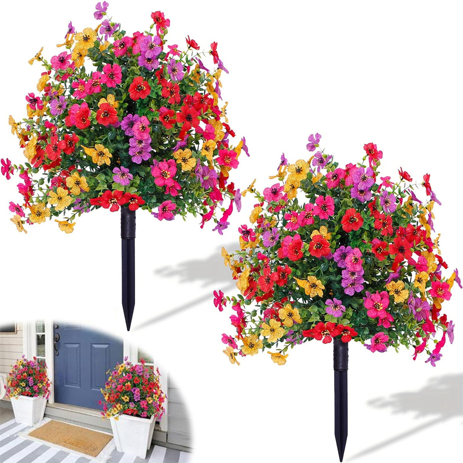 Artificial Flowers for Outdoor Indoor Garden Home Decoration,Plastic Faux Flowers,Artificial Flower Picks for Outdoors Yard & Lawn